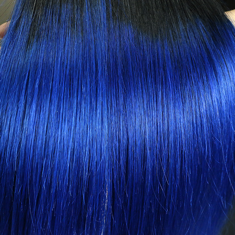 Blue Ombre Hair Straight Bundles 1B/Blue