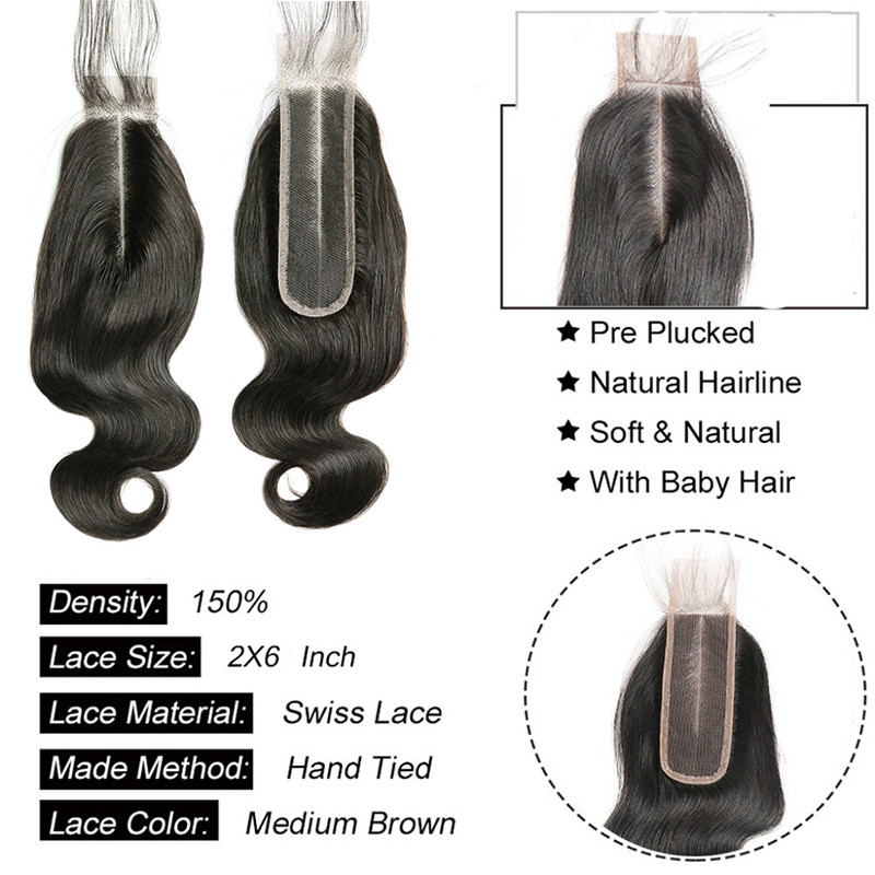 2x6 Body Wave Closure 8-20Inch