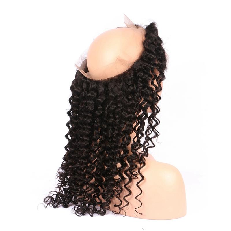 360 Lace Frontal Band Curly Wave Brazilian Hair