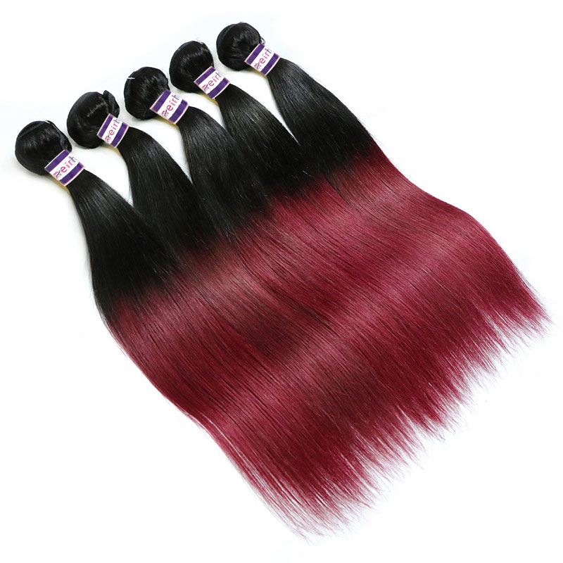 Ombre Hair Extensions Brazilian Straight Weave 1B/99J Color