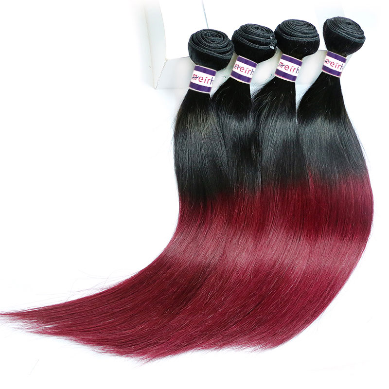 Ombre Hair Extensions Brazilian Straight Weave 1B/99J Color