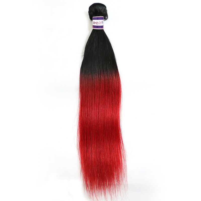 Ombre Red Hair Brazilian Straight Weave Styles 1B/Red