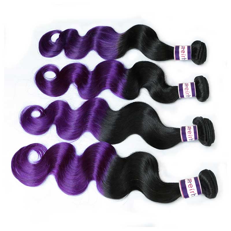 Purple Ombre Hair Extensions Body Wave Bundles