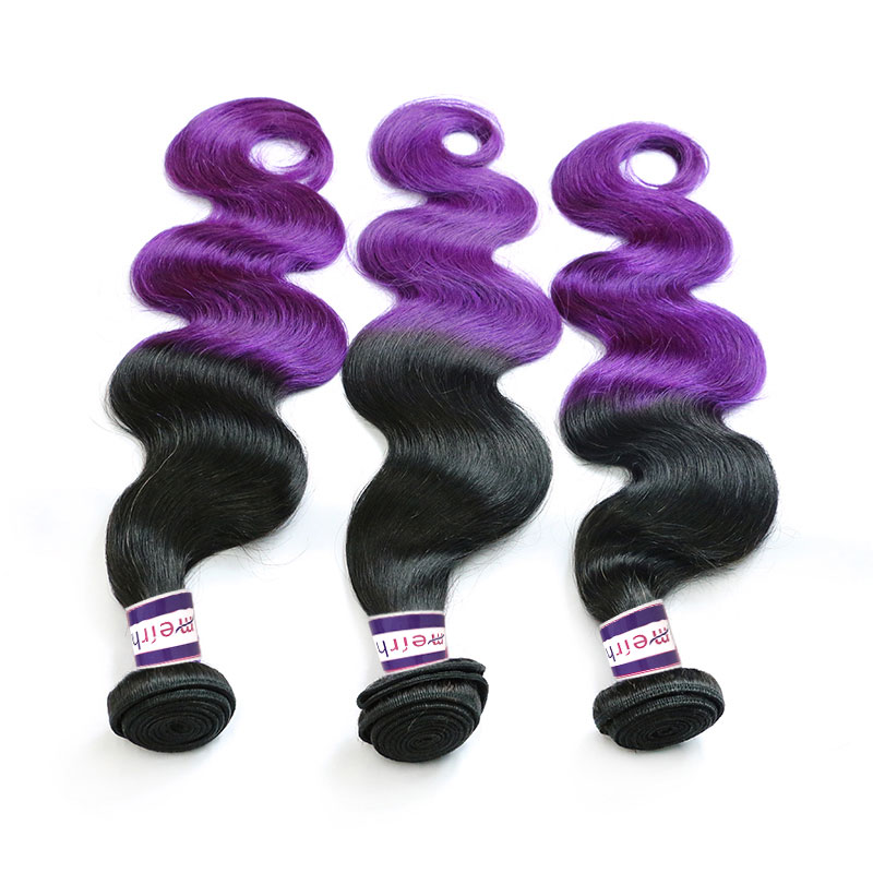 Purple Ombre Hair Extensions Body Wave Bundles