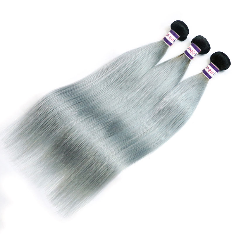 Ombre Hair Color Gray Brazilian Straight 1B/Grey