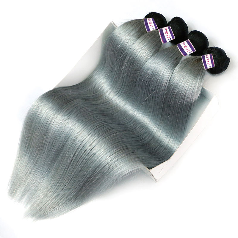 Ombre Hair Color Gray Brazilian Straight 1B/Grey