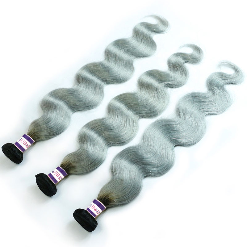 Black Siver Grey Color Hair Ombre 1B/Silver Grey