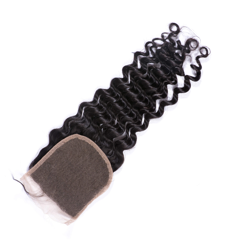 Free Part Closure Brazilian Hair Deep Wave