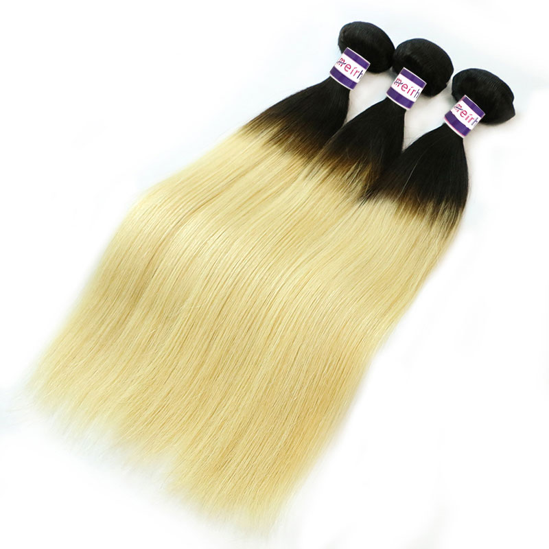Black Blonde Ombre Hair Brazilian Straight 1B/613