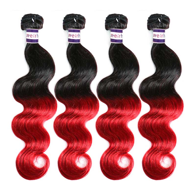 Colored Human Hair Extensions Body Wave Colored Hair 1B/Red